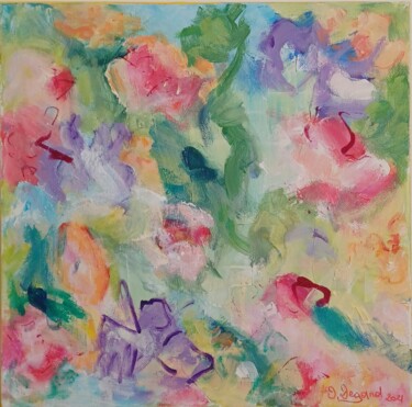 Painting titled "Floralies 2B" by Odile Degand, Original Artwork, Acrylic Mounted on Wood Stretcher frame