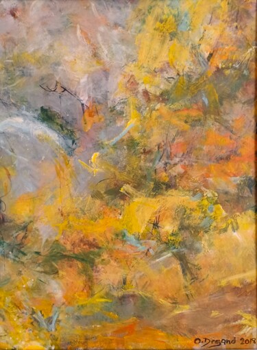 Painting titled "Souffle d'automne" by Odile Degand, Original Artwork, Acrylic Mounted on Cardboard