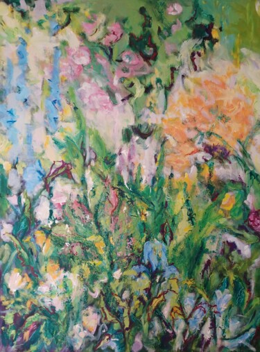 Картина под названием "Au jardin /B" - Odile Degand, Подлинное произведение искусства, Акрил Установлен на Деревянная рама д…