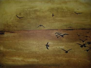 Painting titled "Uccelli" by Odile Fine, Original Artwork