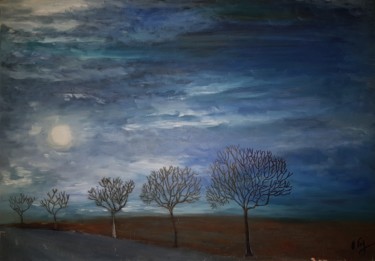 Peinture intitulée "Clair de lune" par Odile Fine, Œuvre d'art originale