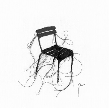 Art textile intitulée "Chaise 02" par Odile Guichard, Œuvre d'art originale, Broderie Monté sur Verre
