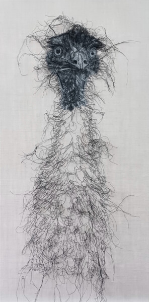 Текстильное искусство под названием "Berthe" - Odile Guichard, Подлинное произведение искусства, вышивка Установлен на Дерев…