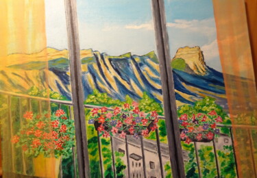 Malarstwo zatytułowany „vallée de Grenoble” autorstwa Odile Joguin, Oryginalna praca, Olej Zamontowany na Karton