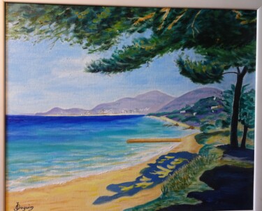 Peinture intitulée "plage de Gigaro" par Odile Joguin, Œuvre d'art originale, Huile