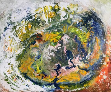Painting titled "Méta-Terra" by Odile Lanoix, Original Artwork, Acrylic Mounted on Wood Stretcher frame