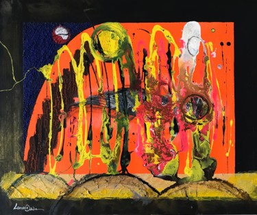 Painting titled "sans titre 3" by Odile Lanoix, Original Artwork, Acrylic Mounted on Wood Stretcher frame