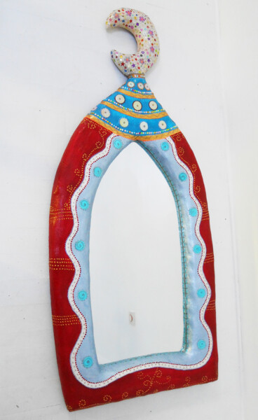miroir mosaïque sur volume "SOFIA" Design intitulée "miroir mosaïque sur…" par Odile Maffone, Œuvre d'art originale, Mosaïque Monté sur Panneau de bois