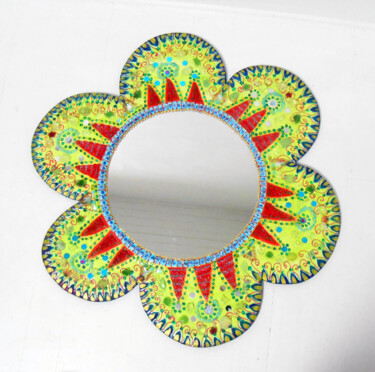 Diseño titulada "Miroir Fleur- Anis…" por Odile Maffone, Obra de arte original, Baño