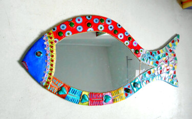Design mit dem Titel "Mosaïque miroir "Po…" von Odile Maffone, Original-Kunstwerk, Mosaik