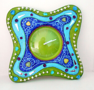 Design intitulée "Horloge unique "ond…" par Odile Maffone, Œuvre d'art originale