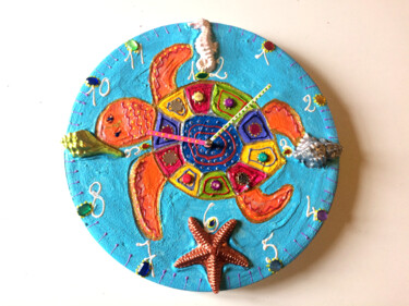 Design mit dem Titel "Horloge "Tortue de…" von Odile Maffone, Original-Kunstwerk, Acryl