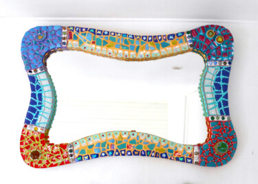 Design mit dem Titel "miroir mosaïque" on…" von Odile Maffone, Original-Kunstwerk, Keramik Auf Holzplatte montiert