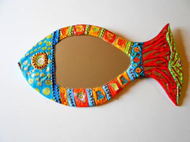 Design mit dem Titel "miroir mosaïque - p…" von Odile Maffone, Original-Kunstwerk, Mosaik Auf Holzplatte montiert