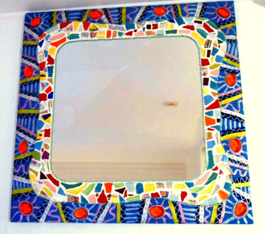 「miroir mural carré…」というタイトルのデザイン Odile Maffoneによって, オリジナルのアートワーク, 付属品 ウッドパネルにマウント