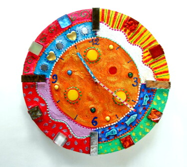 Design intitulée "horloge "new"" par Odile Maffone, Œuvre d'art originale, Acrylique