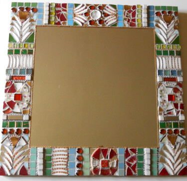 Design titled "miroir mosaïque "Ir…" by Odile Maffone, Original Artwork, Mosaic Mounted on Wood Panel
