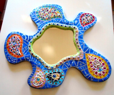 Design mit dem Titel "miroir contemporain…" von Odile Maffone, Original-Kunstwerk, Mosaik Auf Holzplatte montiert