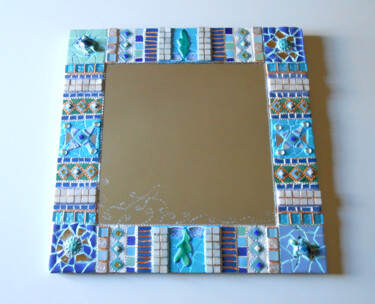 Design mit dem Titel "miroir mosaïque "to…" von Odile Maffone, Original-Kunstwerk, Mosaik Auf Holzplatte montiert