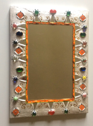 Design intitulée "miroir mosaïque et…" par Odile Maffone, Œuvre d'art originale, Mosaïque Monté sur Panneau de bois
