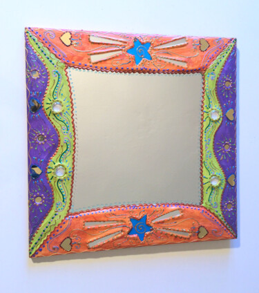 Design titled "miroir mosaïque et…" by Odile Maffone, Original Artwork, Mosaic Mounted on Wood Panel