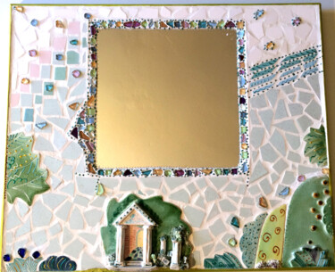 Design intitulada "miroir céramique en…" por Odile Maffone, Obras de arte originais, Mosaico