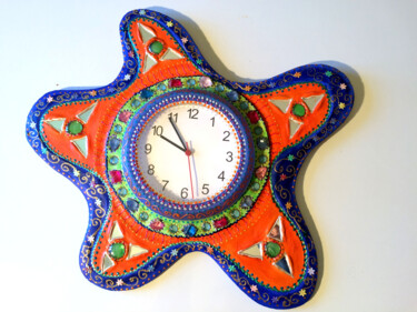 Design mit dem Titel "Horloge murale "mer…" von Odile Maffone, Original-Kunstwerk, Mosaik
