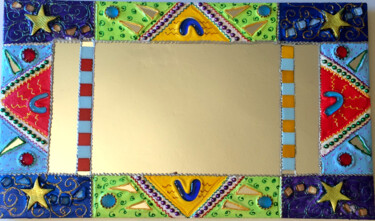 设计 标题为“miroir mural "ethni…” 由Odile Maffone, 原创艺术品, 丙烯 安装在木板上