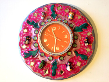 Design mit dem Titel "horloge kitch rose…" von Odile Maffone, Original-Kunstwerk, Zubehör