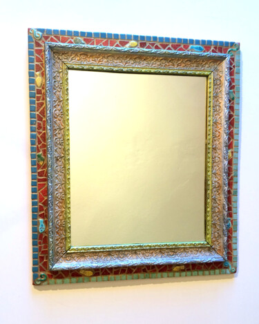 Design intitolato "miroir mosaïque cad…" da Odile Maffone, Opera d'arte originale, Ceramica