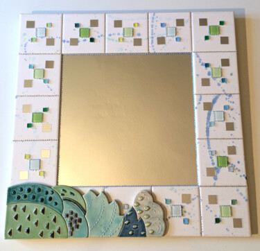 Design mit dem Titel "miroir mosaïque et…" von Odile Maffone, Original-Kunstwerk, Mosaik Auf Holzplatte montiert