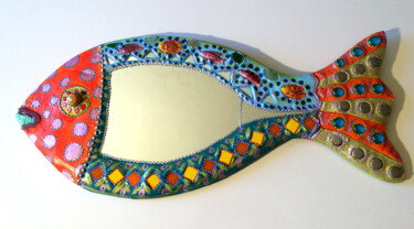 Design intitulada "poisson miroir mosa…" por Odile Maffone, Obras de arte originais, Acessórios