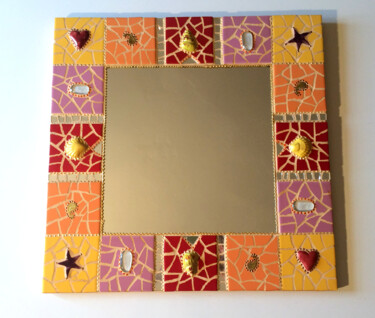 Design intitulée "miroir mural carré…" par Odile Maffone, Œuvre d'art originale, Mosaïque