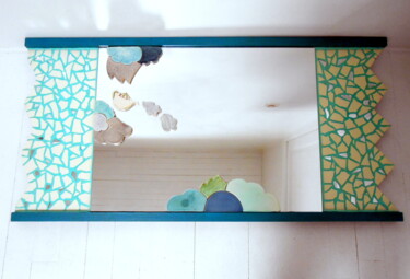 Design intitulée "miroir mosaïque "fl…" par Odile Maffone, Œuvre d'art originale, Mosaïque