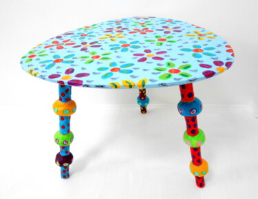 Design intitulée "table basse vintage…" par Odile Maffone, Œuvre d'art originale, Meuble