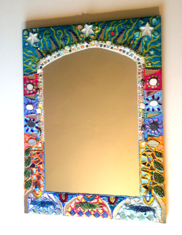 Design intitolato "miroir mural art pe…" da Odile Maffone, Opera d'arte originale, Accessori