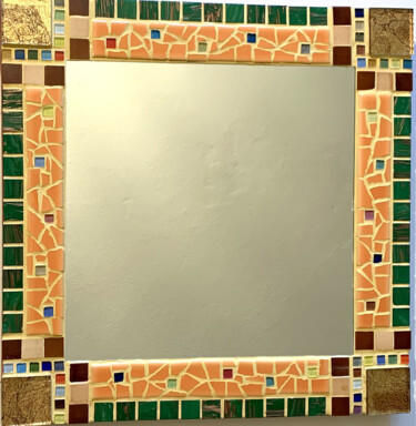 Design intitulée "miroir mural carré…" par Odile Maffone, Œuvre d'art originale, Accessoires