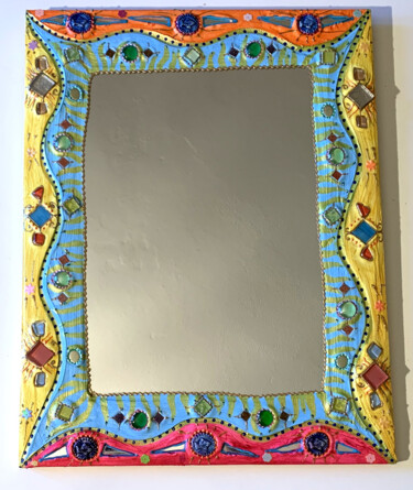 Design mit dem Titel "miroir mosaïque et…" von Odile Maffone, Original-Kunstwerk, Acryl Auf Holzplatte montiert