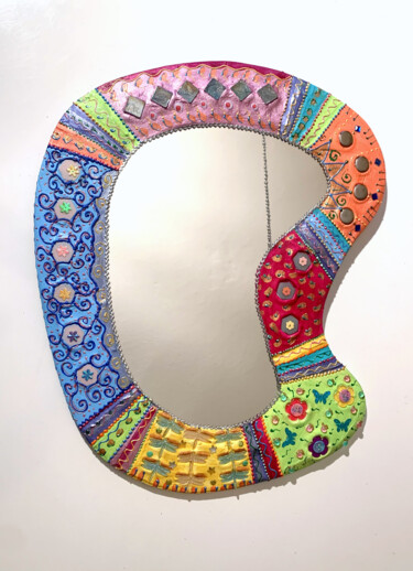 Diseño titulada "miroir décoration -…" por Odile Maffone, Obra de arte original, Accesorios Montado en Panel de madera