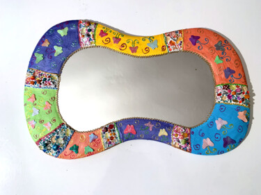 Design intitulée "miroir décoration m…" par Odile Maffone, Œuvre d'art originale, Acrylique Monté sur Panneau de bois
