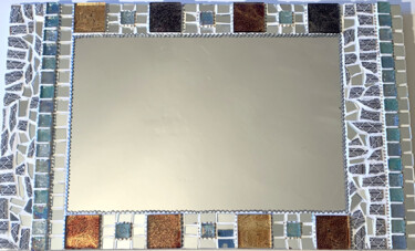 "miroir mosaïque "gr…" başlıklı Design Odile Maffone tarafından, Orijinal sanat, Mozaik Ahşap panel üzerine monte edilmiş