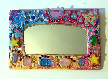Design titled "miroir mural couleu…" by Odile Maffone, Original Artwork, Accessories Mounted on Wood Panel