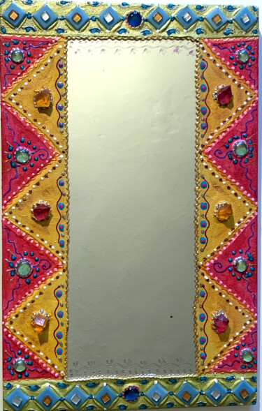 Design mit dem Titel "miroir mural rectan…" von Odile Maffone, Original-Kunstwerk, Acryl Auf Holzplatte montiert