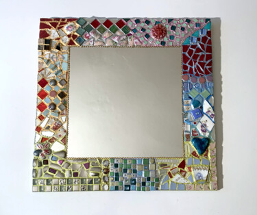 Diseño titulada "miroir mural mosaïq…" por Odile Maffone, Obra de arte original, Mosaico Montado en Panel de madera