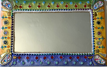 「miroir mosaïque et…」というタイトルのデザイン Odile Maffoneによって, オリジナルのアートワーク, アクリル ウッドパネルにマウント