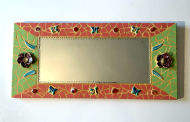 Design mit dem Titel "miroir mosaïque mur…" von Odile Maffone, Original-Kunstwerk, Mosaik Auf Holzplatte montiert