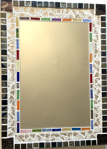 Design mit dem Titel "miroir mosaïque " O…" von Odile Maffone, Original-Kunstwerk, Mosaik Auf Holzplatte montiert