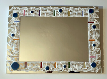 Design intitolato "miroir mosaïque " O…" da Odile Maffone, Opera d'arte originale, Mosaico Montato su Pannello di legno