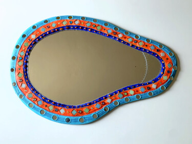 Design intitulée "miroir décoration m…" par Odile Maffone, Œuvre d'art originale, Mosaïque Monté sur Panneau de bois