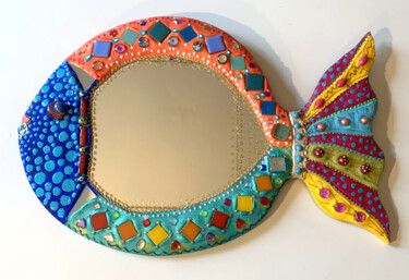 设计 标题为“poisson Sanaz” 由Odile Maffone, 原创艺术品, 镶嵌 安装在木板上